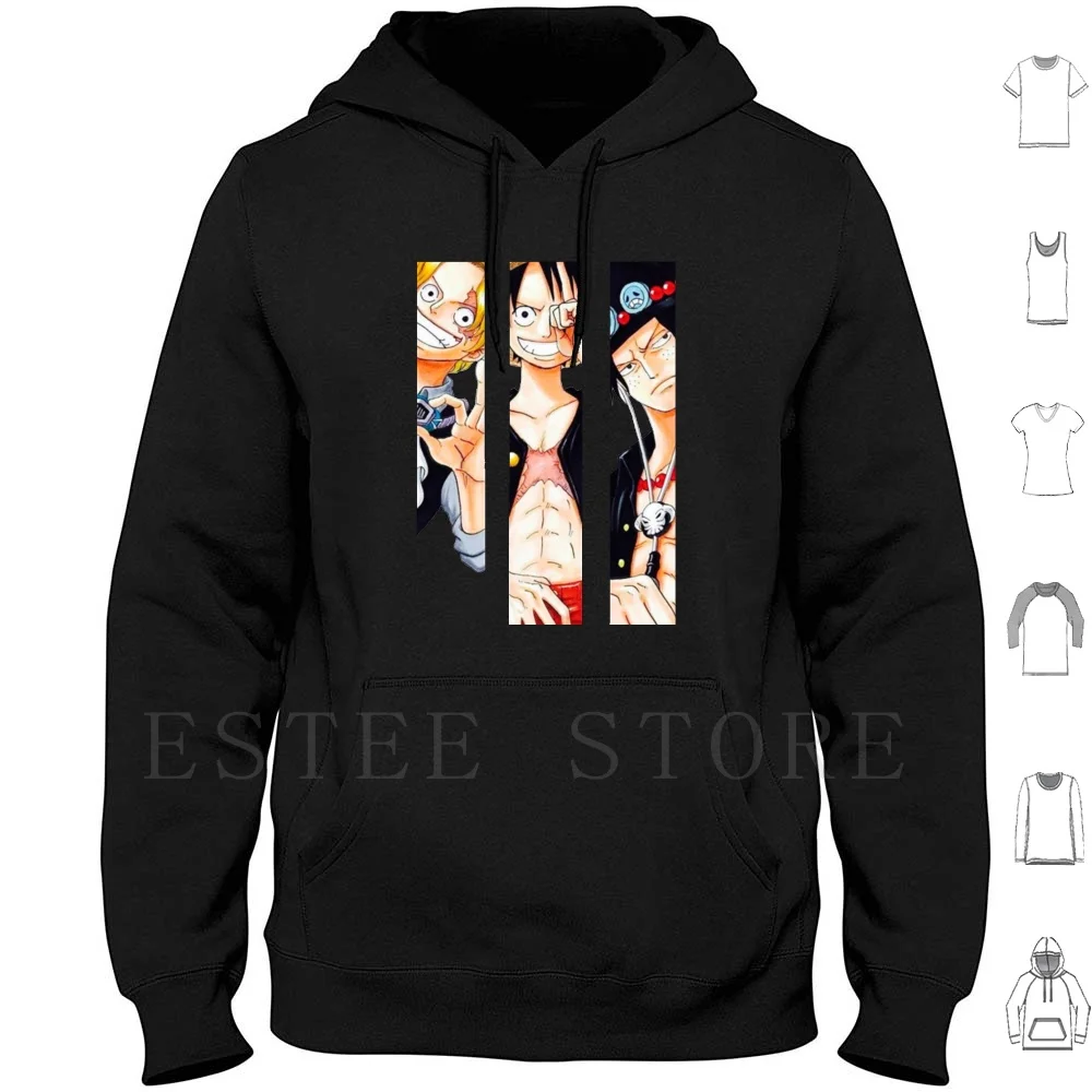 Felpe Con Cappuccio Luffy , Sabo , Ace Luffy Sabo Ace Anime Manga Cool Luffy Pirati Teschio Luffy Anime E Manga King Of The