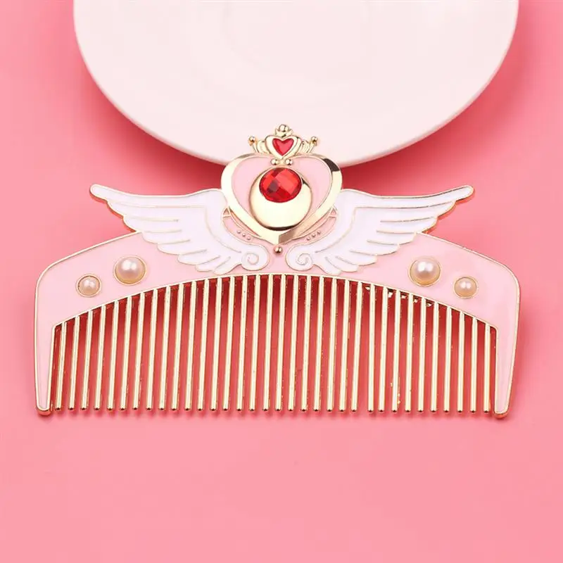 Anime Sailor Moon Hairdressing Comb Cosplay Props Cardcaptor Sakura Pink Woman Cartoon Metal Pettine Originality Gift with bag
