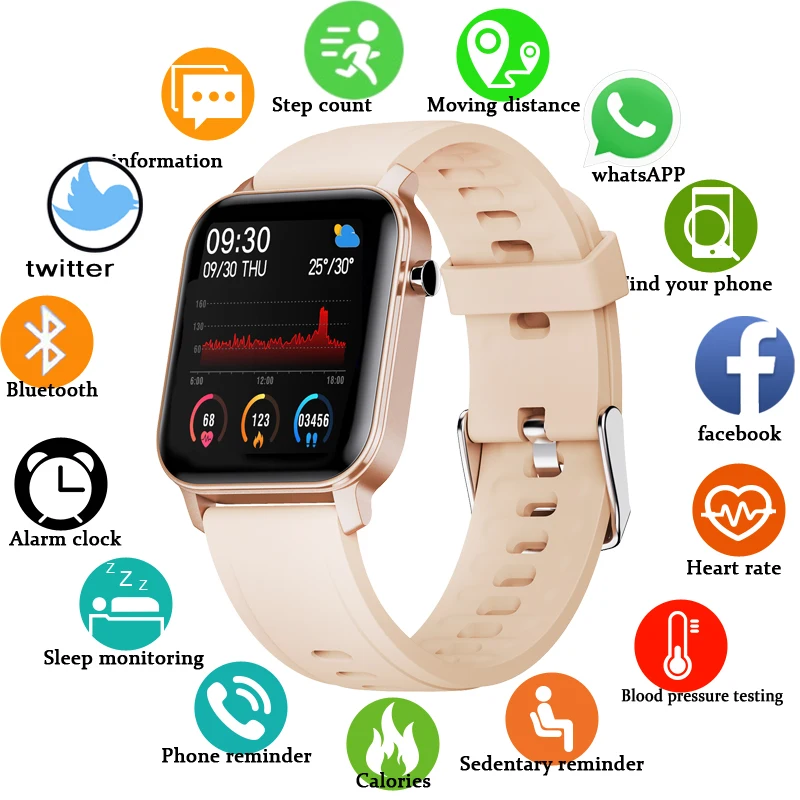 LIGE 2020 New Color Full screen touch Smart Watch Women Activity Fitness Tracker Blood Pressure for Xiaomi Woman Smartwatch Band