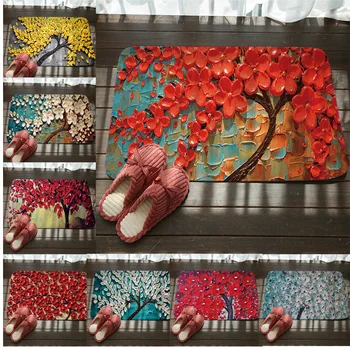 

Flower Tree Pattern Anti-Slip Carpet Door Mats Doormats Outdoor Kitchen Bathroom Living Room Floor Mat Rug