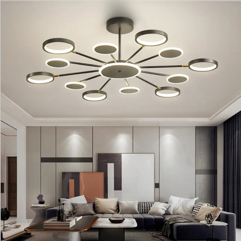 Modern Rings Chandeliers Lighting For Living Room Bedroom Dining Nordic Restaurant kitchen ceiling light Chandelier | Лампы и