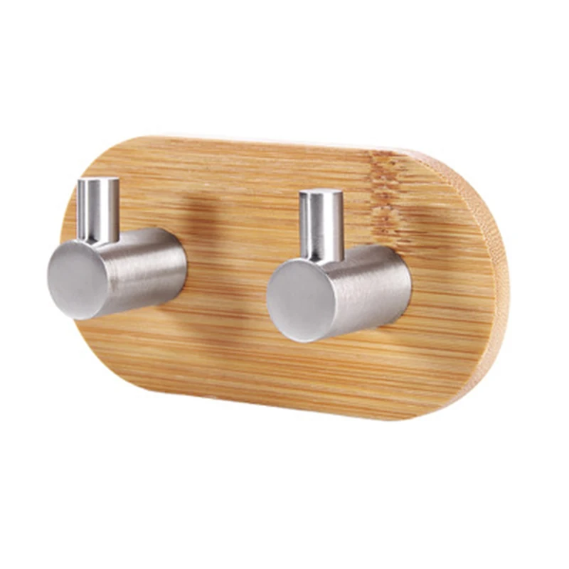 Самоклеющиеся бамбук+ нержавеющая сталь крючок пальто шляпа вешалка для полотенец Настенный