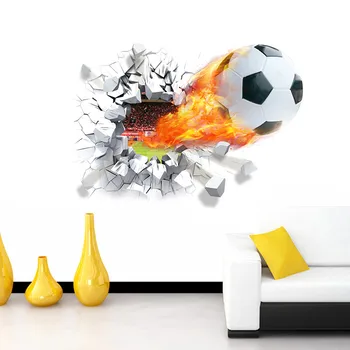 

Football Soccer Ball Broken Wall Stickers TV Background Living Room Bedroom Wall Decals Boys Room Decoration Gift