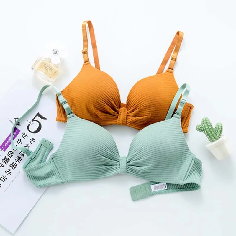 Roseheart, женский модный розовый, голубой, зеленый бюстгальтер без косточек, без косточек, для девушек, бюстгальтеры с глубоким v-образным вырезом, нижнее белье, чашечки A B, женский бюстгальтер
