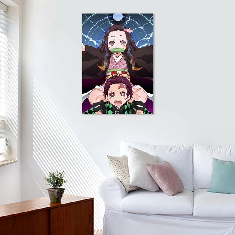 Demon Slayer: Kimetsu No Yaiba Tanjirou Nezuko Аниме Манга настенный постер для украшения гостиной и