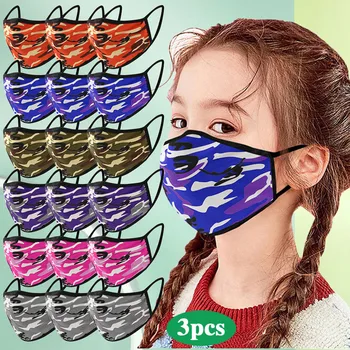 

3pc Face Mask Kids Childrens Camouflage Mask Windproof Protective Mascarillas Washable Reusable Маска Breathable Earloop Masks