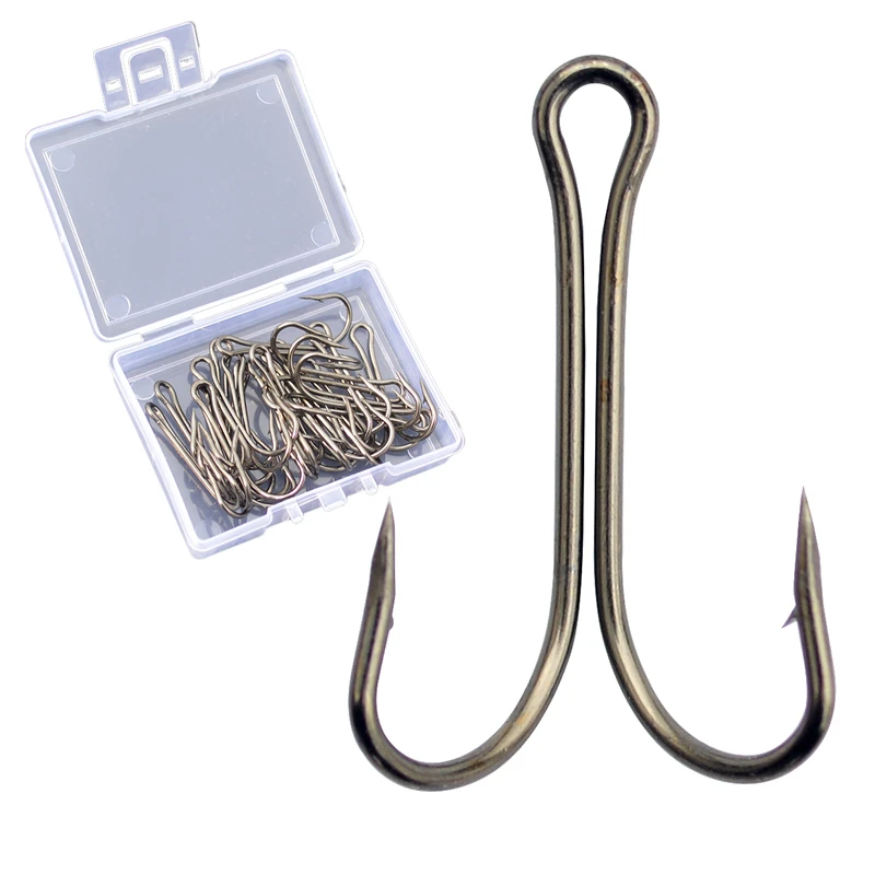 10pcs High carbon steel Strong Dual Fishing hooks Frog Toad Fish Hook 28-# 