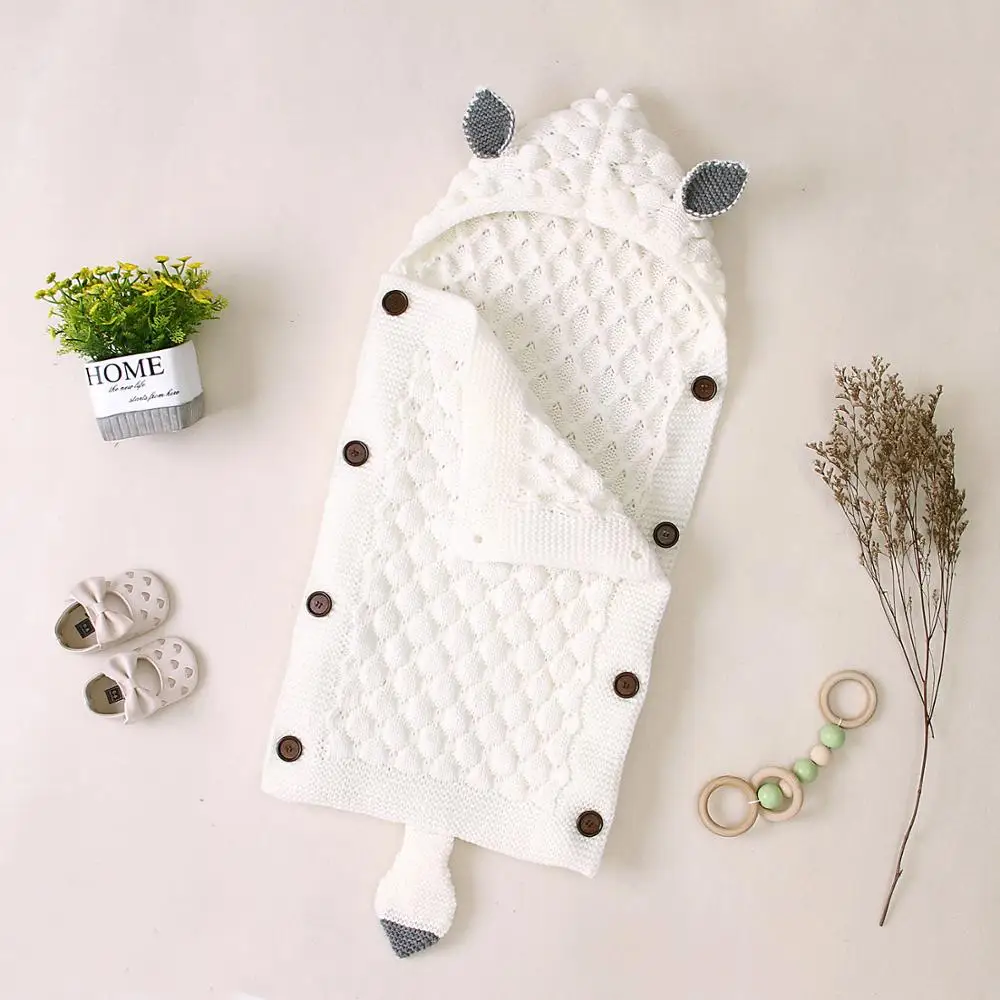 Baby Sleeping Bags Envelopes for Newborn Stroller Autumn Knitted Infantil Bebes Swaddle Sleepsacks Discharge Cocoon Cartoon Fox
