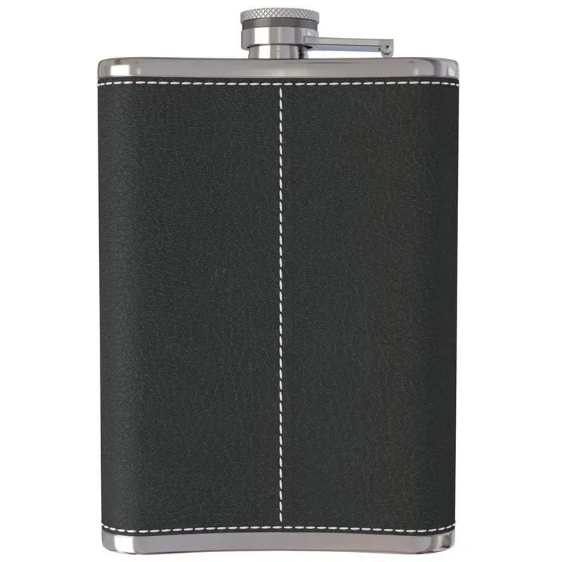 ABSS-карманная тазобедренная колба 8 Oz с воронкой из нержавеющей стали с черная кожа, обернутая крышка и герметичность-подходит для любого костюма