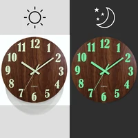 12 Inch Luminous Wall Clock Wood Silent light in dark night Nordic Fashion Wall Clock Non Ticking Clock With Night Light 2