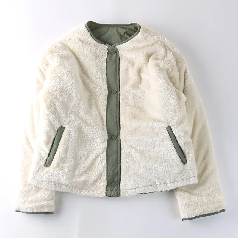 

9l07 2018 Autumn And Winter New Style Double-Sided Fleece Jacket Hidden Button Placket
