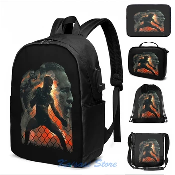 

Funny Graphic print Connor mcgregor USB Charge Backpack men School bags Women bag Travel laptop bag