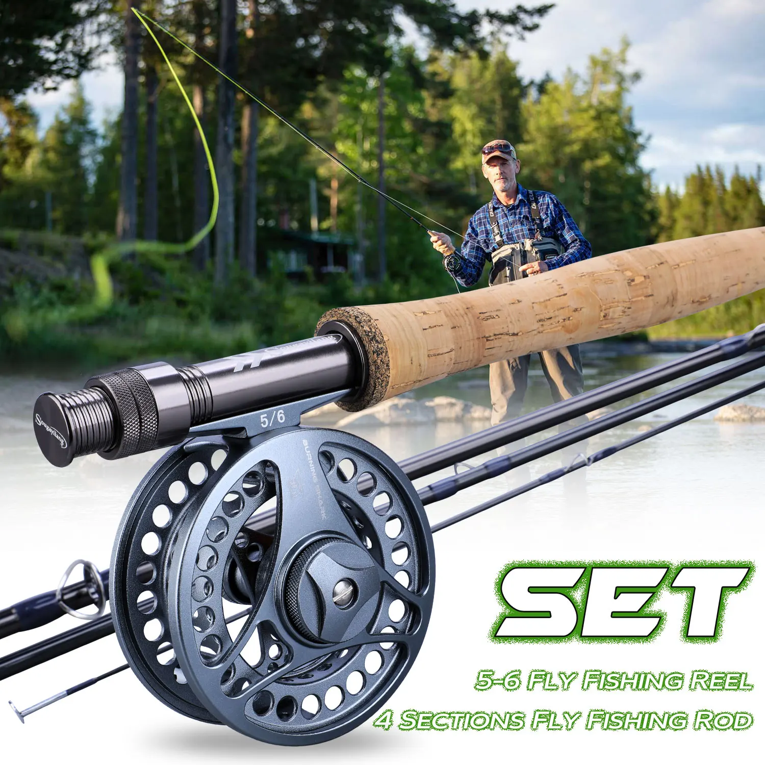 Sougayilang Saltwater Freshwater Fly Fishing Rod with Reel Combo