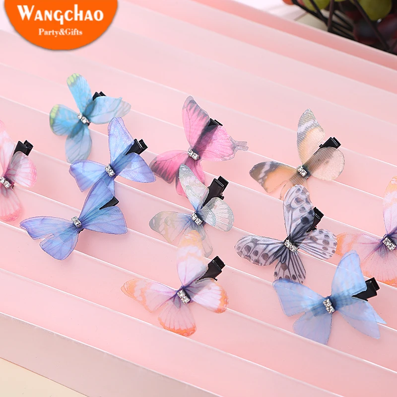 3D Тюль Бабочка заколки для волос двухслойная шифоновая ткань тюль бабочки