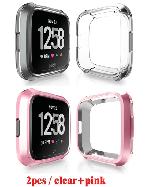 YHNUJM модные мягкие защитные чехлы из ТПУ Для Fitbit Versa Смарт-часы для фитнеса - Цвет: Clear-Pink