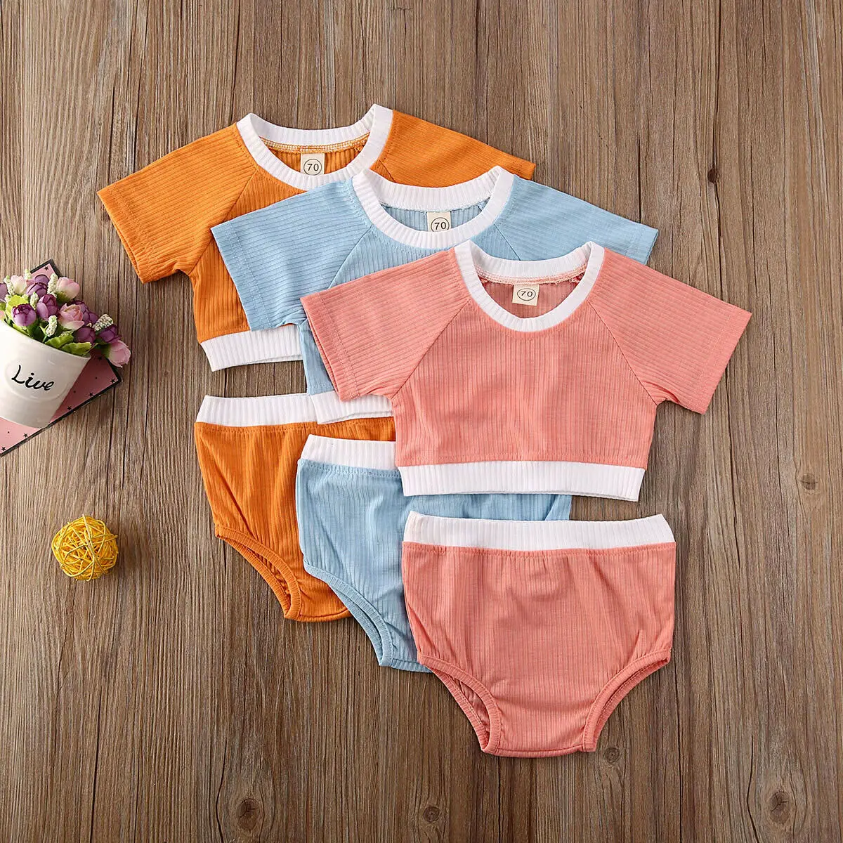 

Toddler Boy Girl Summer Leisure Suit Short Sleeve Top + Shorts Solid Cotton Comfortable Outdoor Kid Clothes 2Pcs