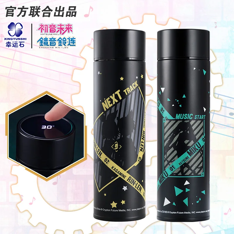 Hatsune Miku Thermos Steel Water Bottle LED Display Temperature Sensing Cup Manga Role Kagamine RIN&LEN Vocaloid