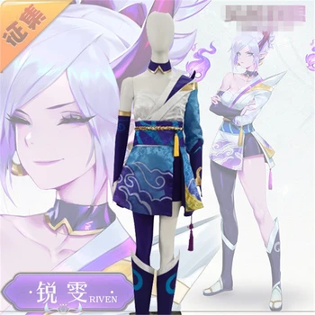 

Riven Costumes Game LOL the Exile Riven Spirit Blossom New Skln Kimono Dress Cosplay Costume H