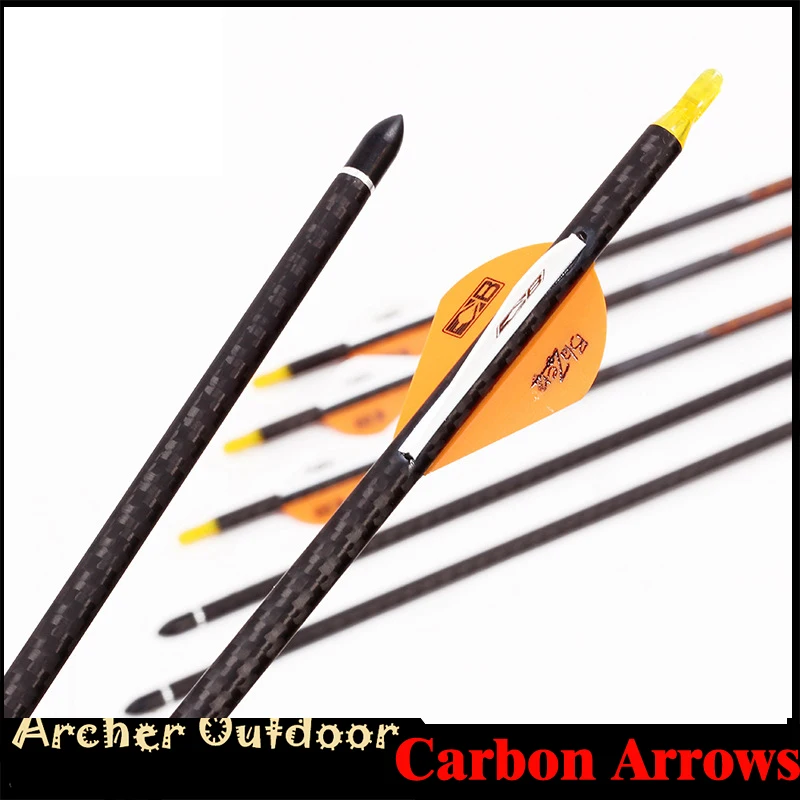 

6/12pc Linkboy Archery Spine 300 340 400 500 600 ID 6.2mm 32inch Pure Carbon Arrows 3k Weave Compound Bow Arrow Hunting Shooting