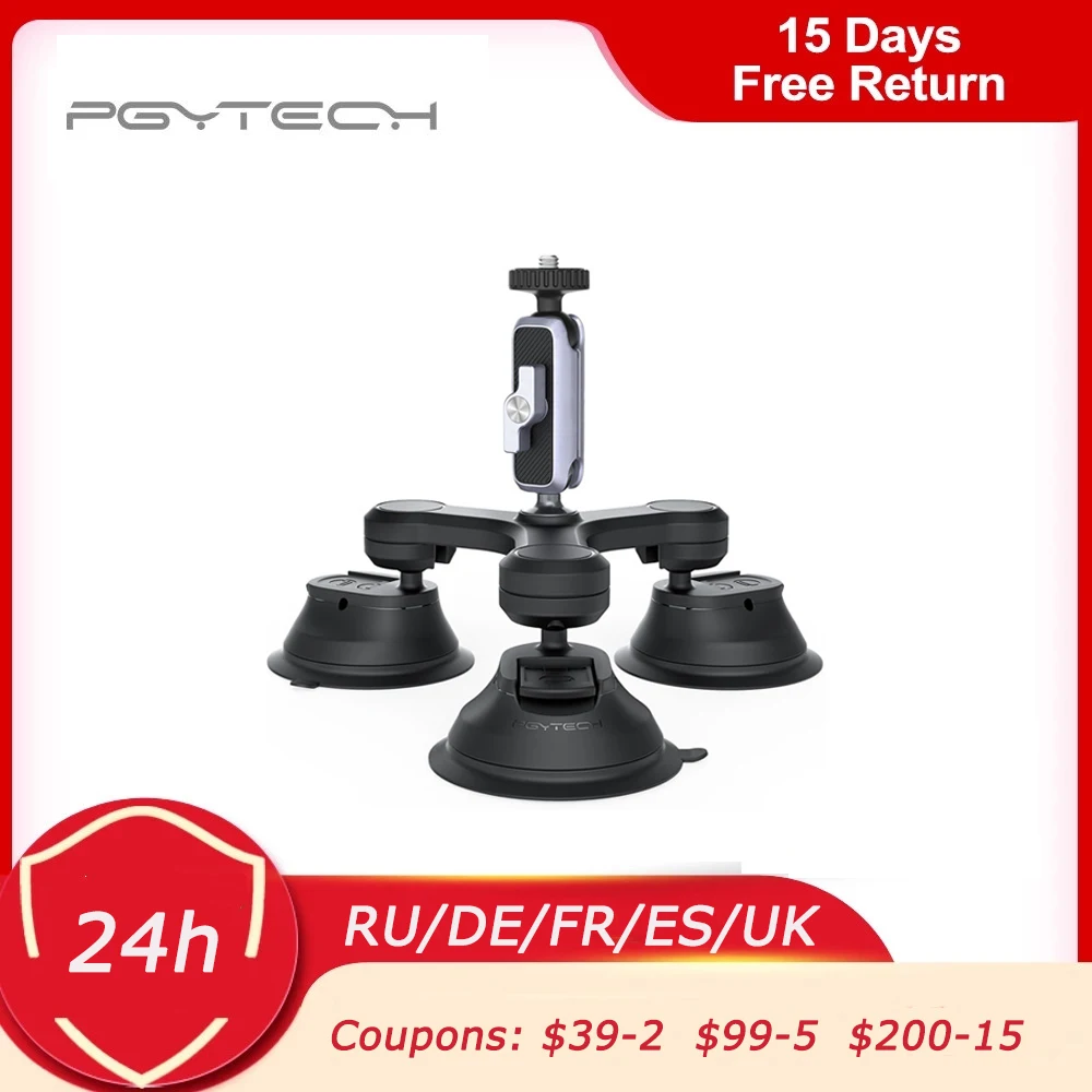 PGYTECH Triple Cup Camera Suction Mount dji action 2 Insta360 gopro Suction Cup Car Holder Window Mount Accessory Universal