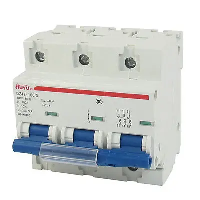 

DIN Dail 3P Overload Proetction Circuit Breaker 400VAC 100A 6000A DZ47-100