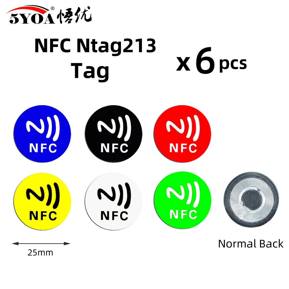 electric door lock 6pcs NFC Ntag213 Ntag215 Ntag216 TAG Sticker Ntag 213 13.56MHz Universal Label RFID Token Patrol Ultralight for shortcut etc smart locks Access Control Systems