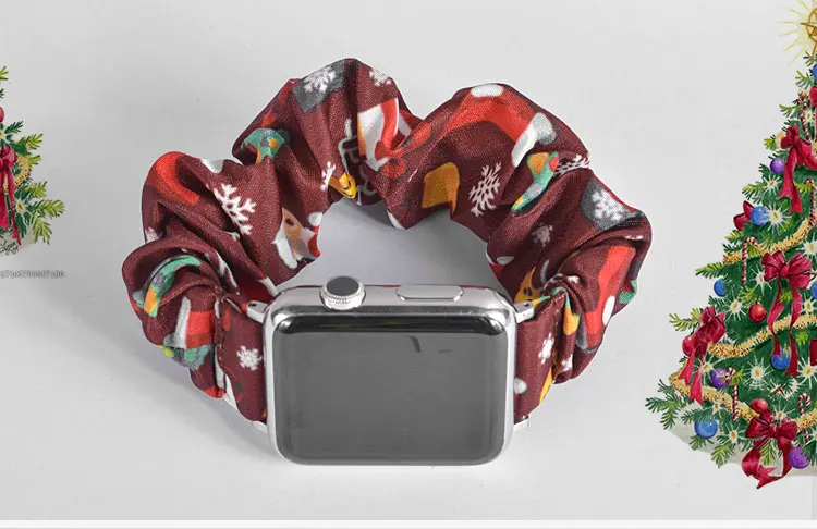 Эластичный ремешок для часов Apple Watch 5 4 ремешок 38 мм 40 мм 42 мм 44 мм ремешок для iwatch 5 4 3 2 1 Рождественский браслет на запястье