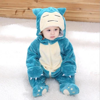 

Baby Pokemon Snorlax Animal Pajamas Long Sleeve Cute Anime Rompers Hooded For Boys Girls Warm Cotton Footed Overall Clothing
