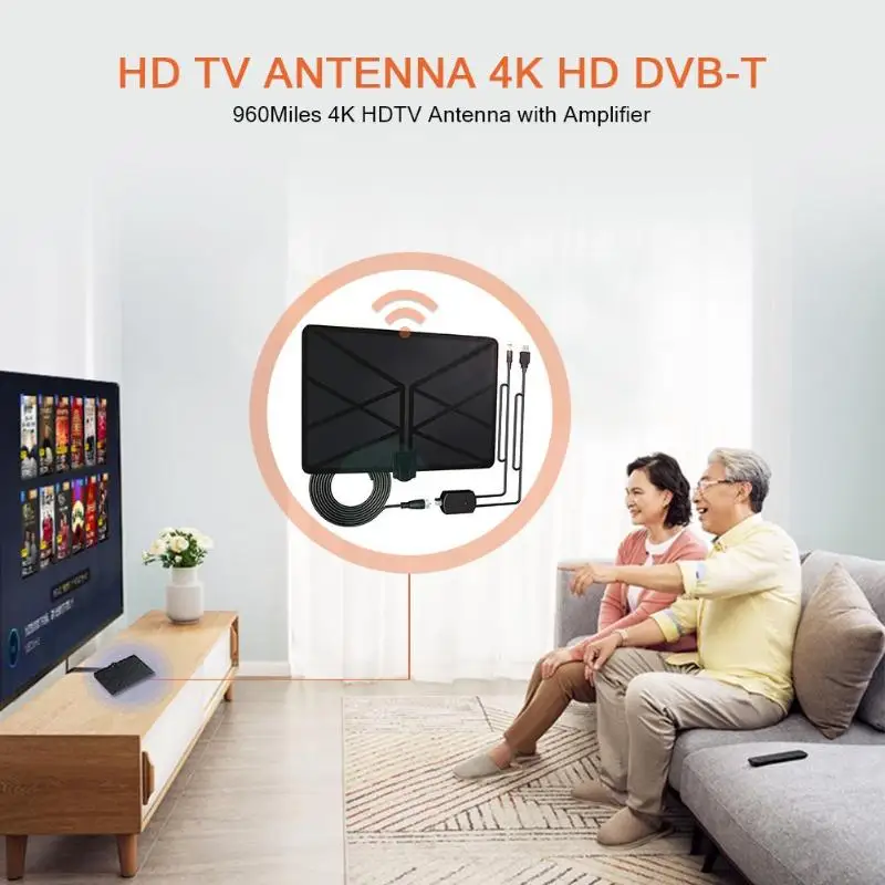 960 Miles ТВ Антенна Крытый усиленная антенна цифрового ТВ 4K HD DVB-T Freeview tv для местных каналов вещания домашнего телевидения