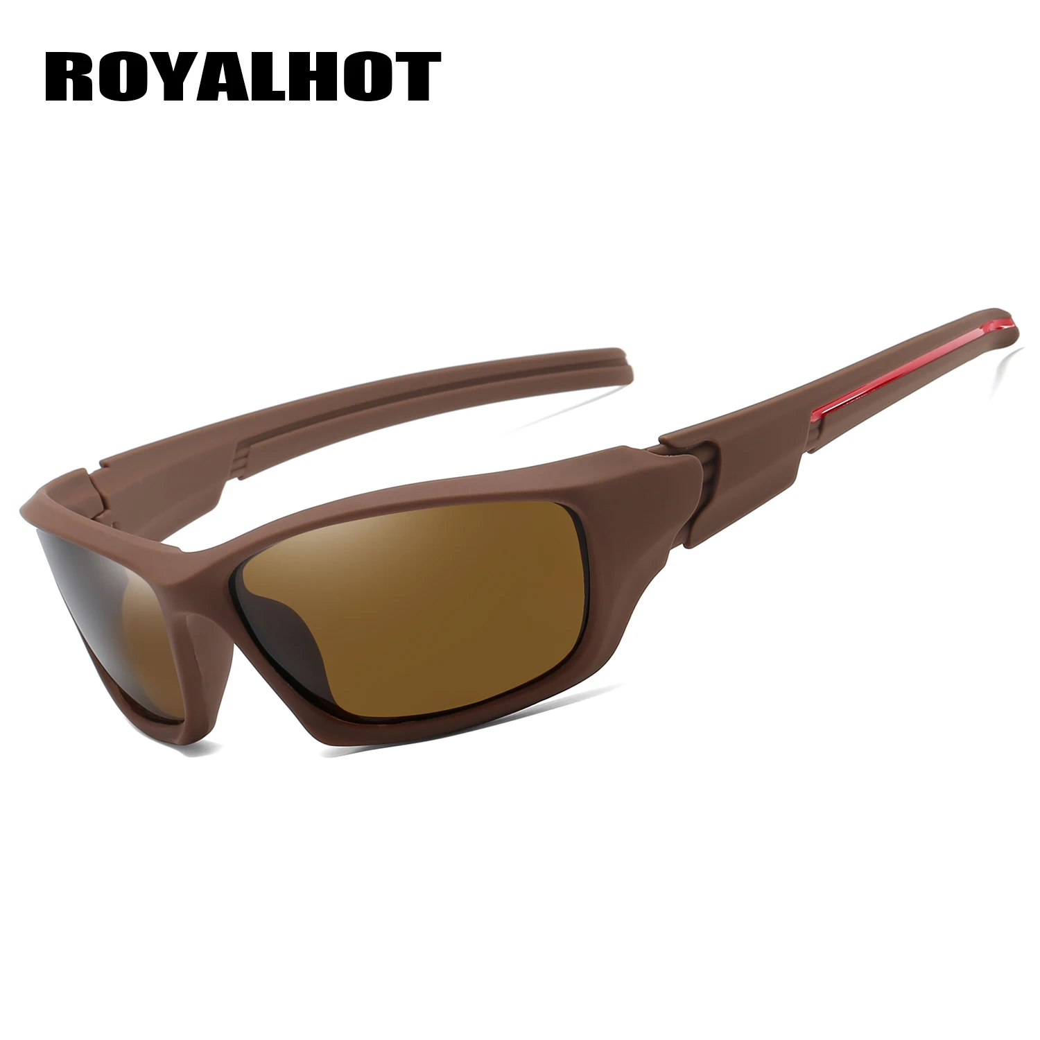 RoyalHot, мужские, женские, поляризационные, квадратная оправа, спортивные солнцезащитные очки, Ретро стиль, солнцезащитные очки, 900172 - Цвет линз: Brown