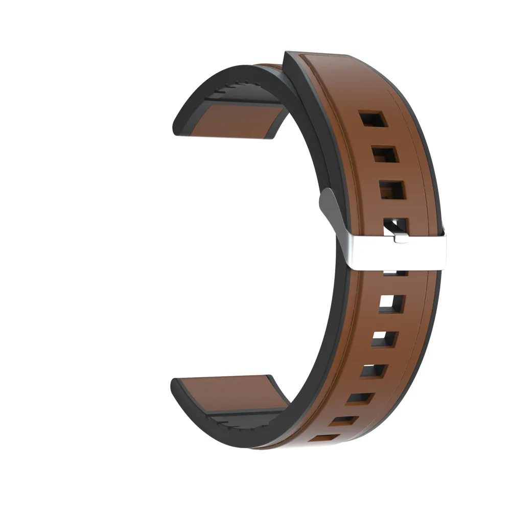 22 мм ремешок для часов huawei GT/GT 2 46 мм/42 мм ремешок для часов Силиконовый+ кожаный браслет для huawei honor Волшебная Серебряная Пряжка