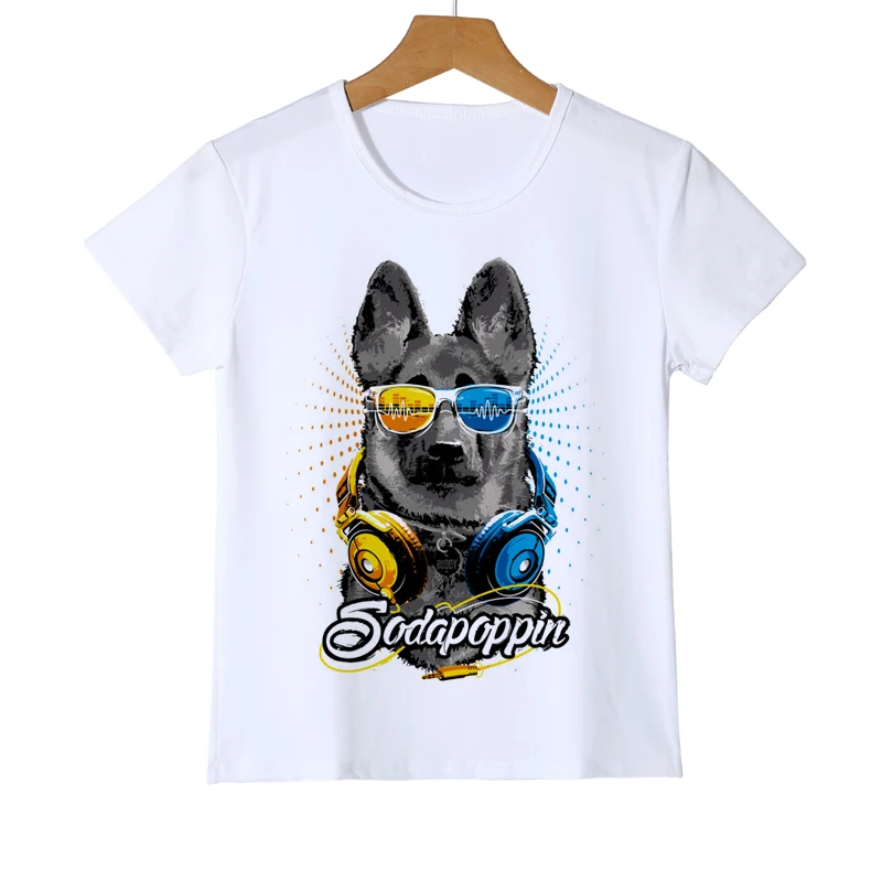 

Children's Dog Cartoon Printed T Shirt Kids Cool dog with sunglasses Casual Short Sleeve Tops Boys and Girls Cute T-Shirt