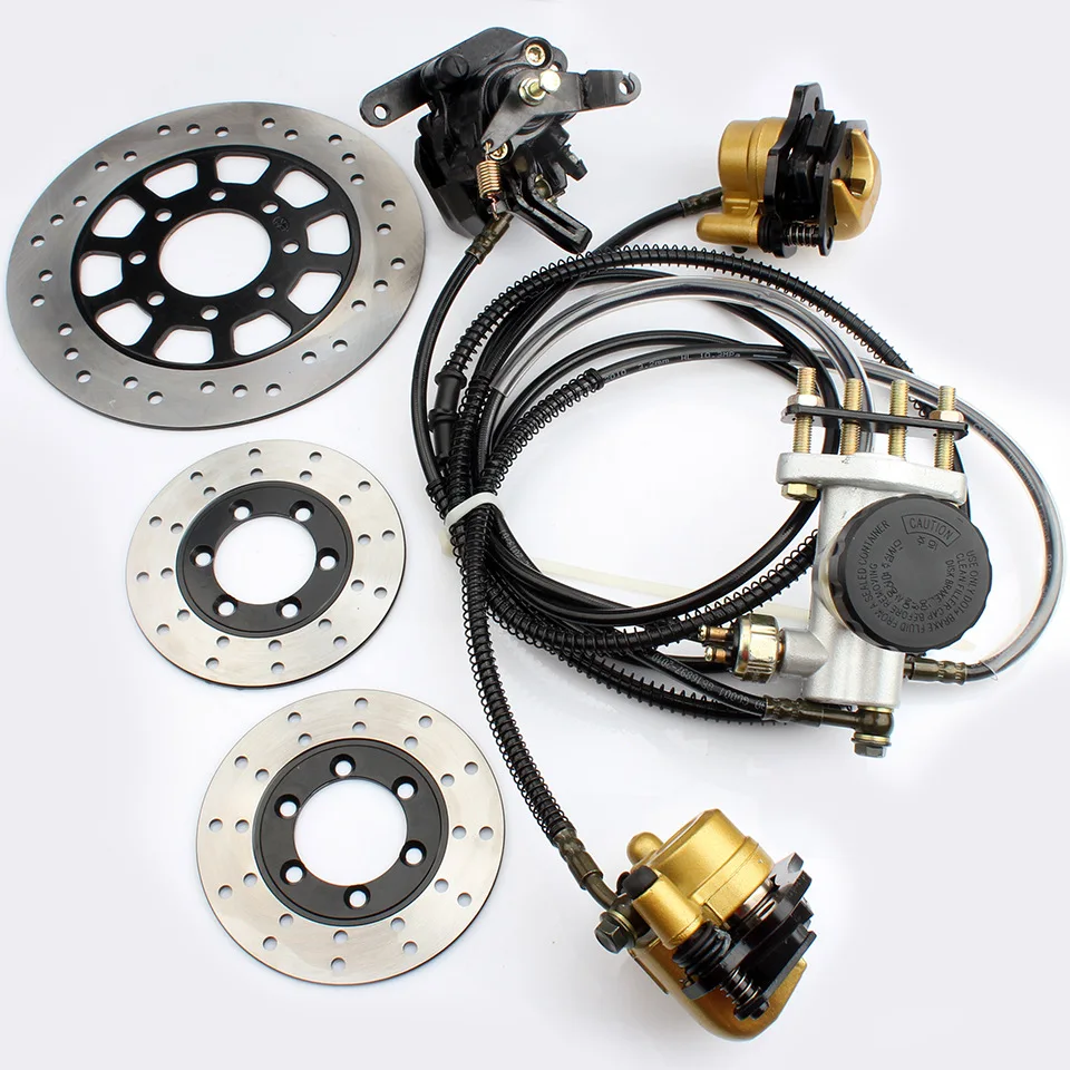

Go kart part Hydraulic Front Rear Brake Calipers Pad Assembly System & brake disc for 150cc 250cc ATV Quad Dirt Bike Dune Buggy
