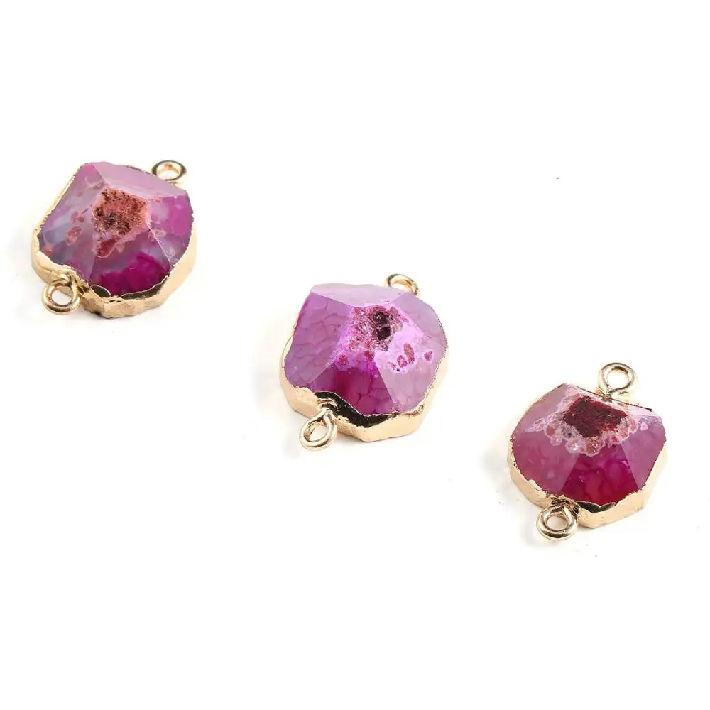 New Style Natural Quality Stone Agates Connector Double Hole for Jewelry Making DIY Charm Necklace Bracelet Gift for Daughter