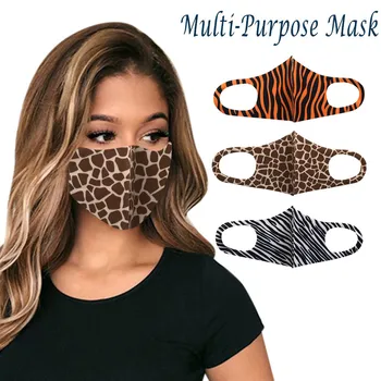 

3PC Adult Leopard Print Ice Silk Cloth Face Shield Windproof Breathable Face Mask Reusable Face Shield Washable Mouth Mask Masqu