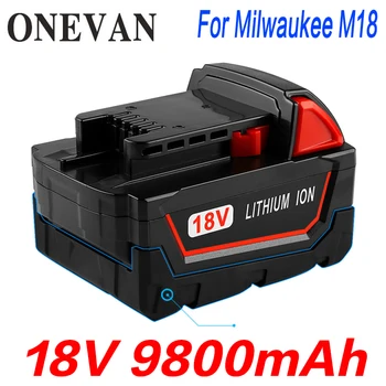 

high capacity 18V 9800mAh Li-ion Tool Battery for Milwaukee M18 48-11-1815 48-11-1850 2646-20 2642-21CT Repalcement M18 Battery