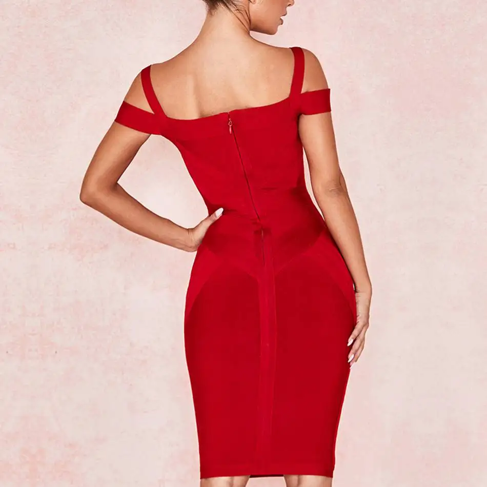 Seamyla, красное Бандажное платье с открытыми плечами и вырезом-лодочкой на бретельках, женские сексуальные платья, летние облегающие Клубные вечерние платья Vestidos