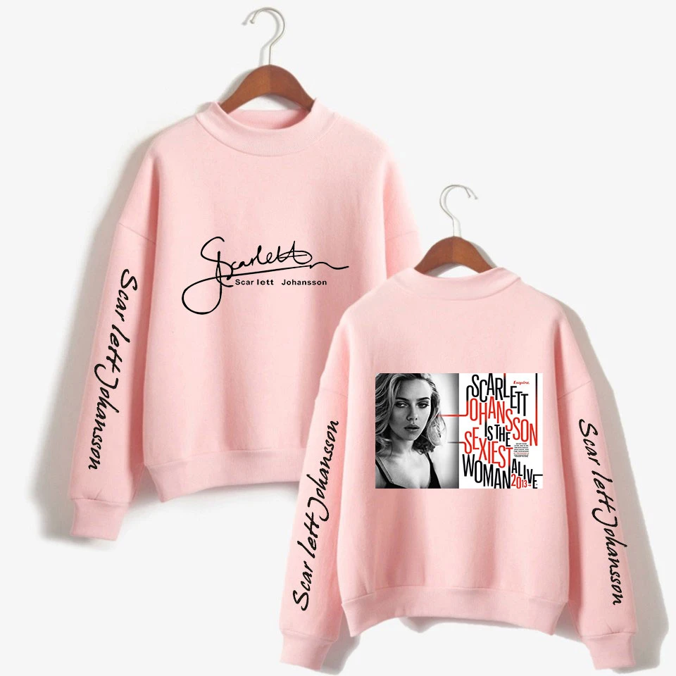 Scarlett Johansson Sweatshirt printing Anime unisex High collar Fashion Trend Style Polyester Material Comfortable | Женская одежда