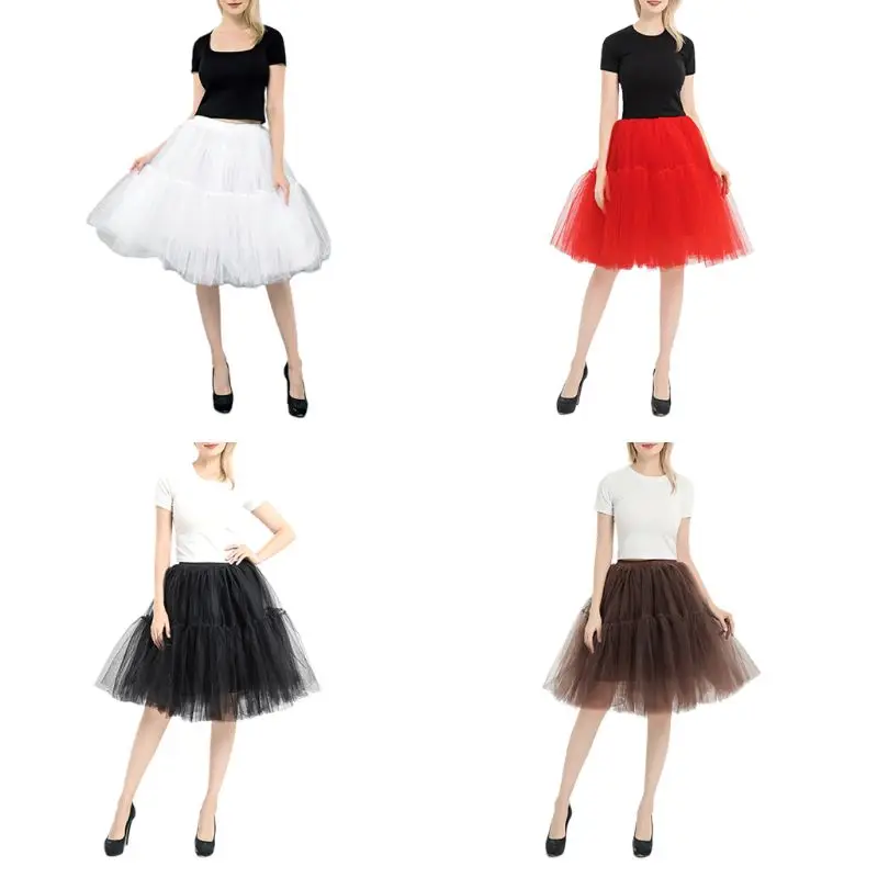 

Retro 5-layer Mesh TUTU Skirts Lady Dress Support Lolita Petticoat No Hoop E15E