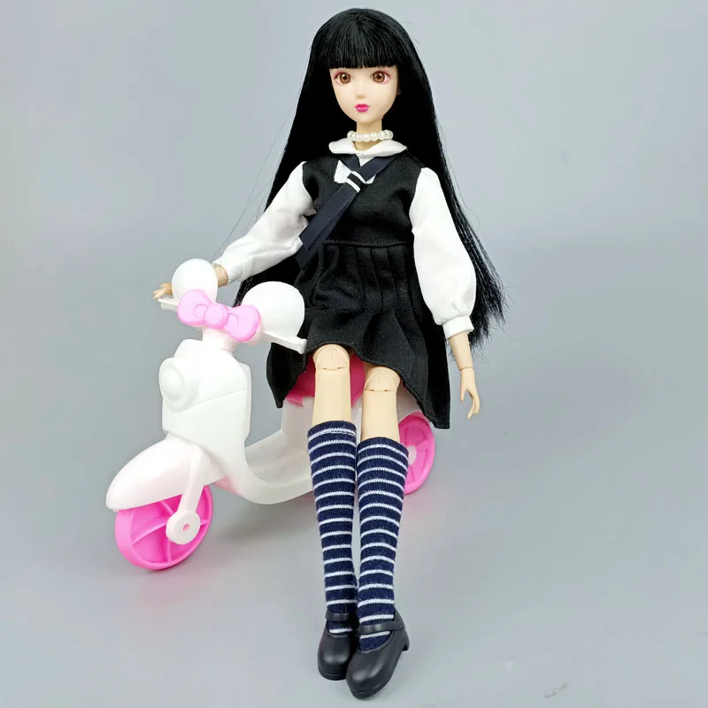 Fashion Doll Clothes Set For Barbie Doll Costume Students Suit Black White Dress Fashion Outfits Dollhouse Accessories 1/6 Toys