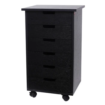 

6-Drawer Wood Filing Cabinet Mobile Storage Cabinet for Closet Office Black Color Archivador Filing Cabinet For Office