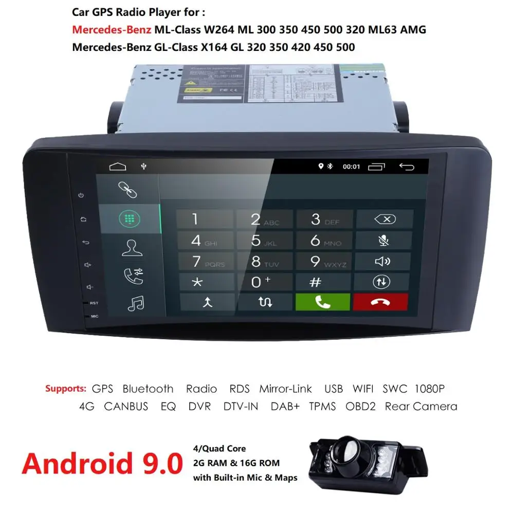 7 дюймов 2 Дин радио аудио Android 9 0 DSP dvd плеер автомобиля для Mercedes Benz/ML/GL Класс W164 ML350