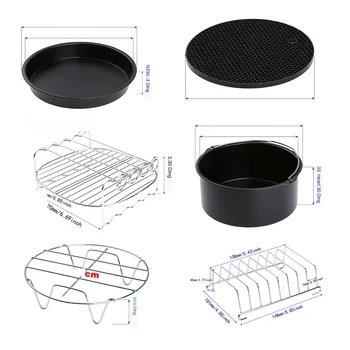 

Air Deep-Fried Pot Accessories 7in-Inch 7-Piece Set Applicable to 3.5-5.8qt Each Model Baking Basket Double Layer Grill Rack