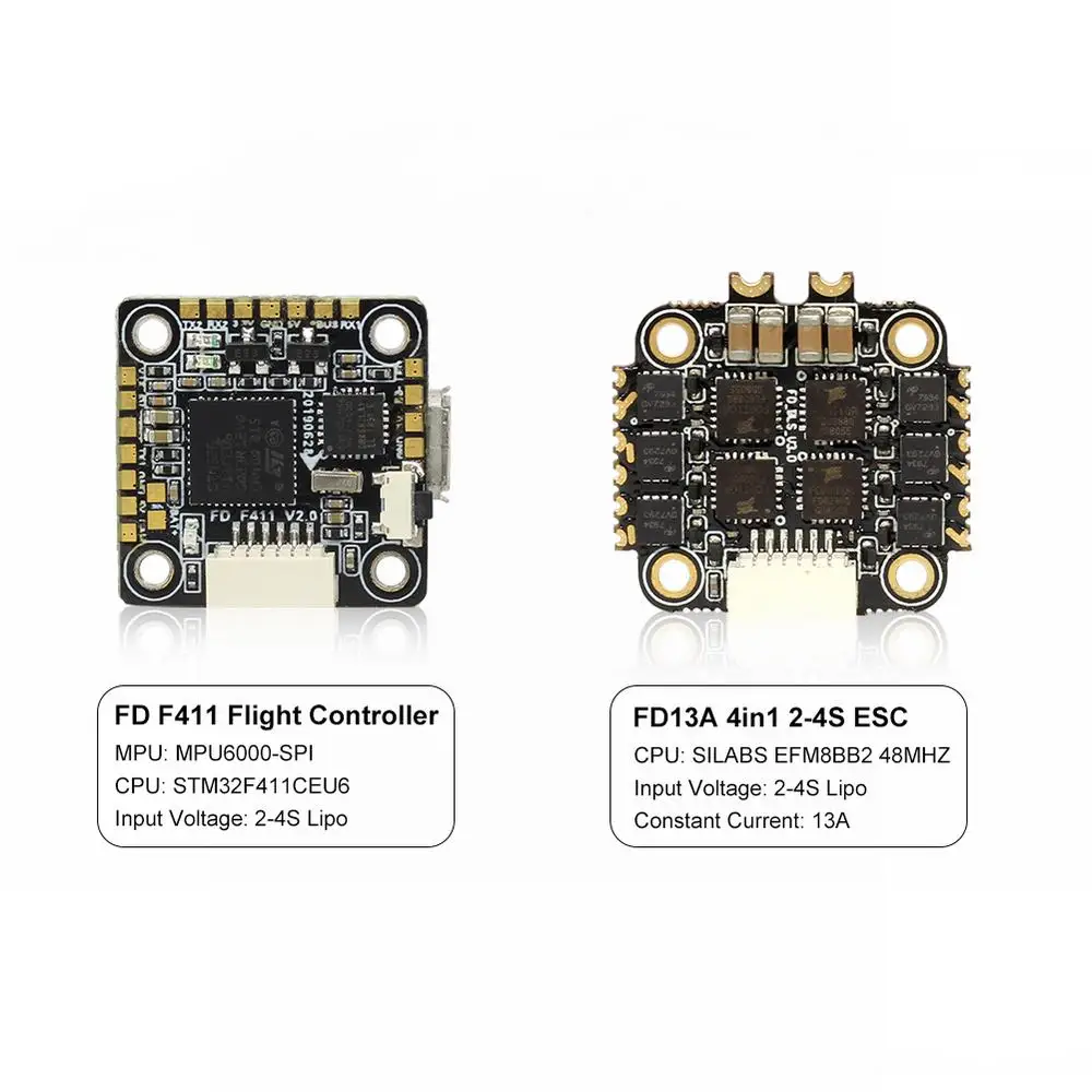 HGLRC FD413 стек в сочетании с контроллером полета 16x16 2-4S F411 и FD13A BLS 4в1 ESC для гоночного дрона FPV