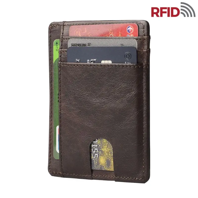 Slim RFID Blocking Leather Wallet Minimalist Credit Card Money Purse Holder Unisex Fashion Bag Holds up to 12 Cards leather wallet wallet card holder card holder coin purse credit card holder credit card wallet card wallet coin purse wallet