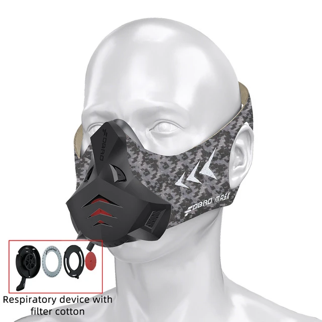 FDBRO-PRO Спортивная маска с фильтром хлопок кондиционер тренировочная маска кислородная тренировочная маска - Цвет: Color Black Cover