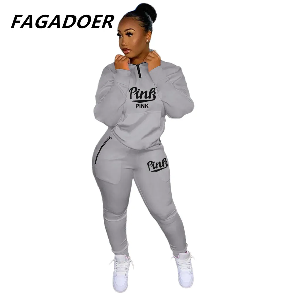 short pants suit Fall Winter Tracksuits Women Two Piece Set Pink Letter Print Graffiti Sport Outfits Casual Zip Sweatshirt+Pants Women Sweat Suit white pant set Suits & Blazers