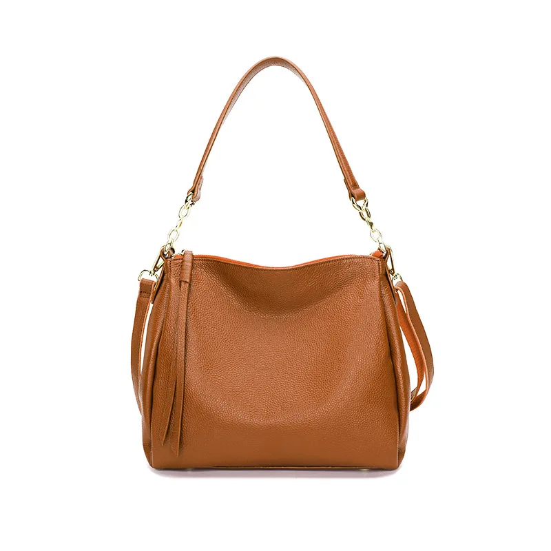 Кожаная Сумка Большая вместительная сумка на плечо модная сумка-мессенджер простая сумка - Цвет: Коричневый