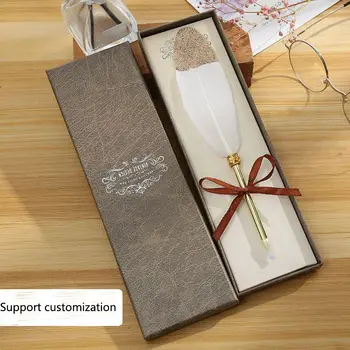 

1Pc 0.7mm Gold Powder Pens Cute Feather Ballpoint Pens Kawaii Plush Ball Pens For Office School Writing Supplies Stationery