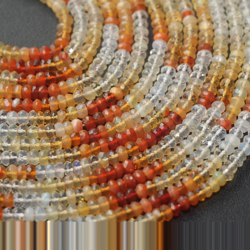 

12.8Inches Natural Mexican Fire Opal face Abacus 4.2-3 .3 mm